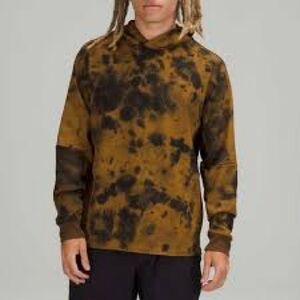 Lululemon Men’s Textured Tech Hoodie Sweatshirt, L, Diamond Dye Gold Spice Black